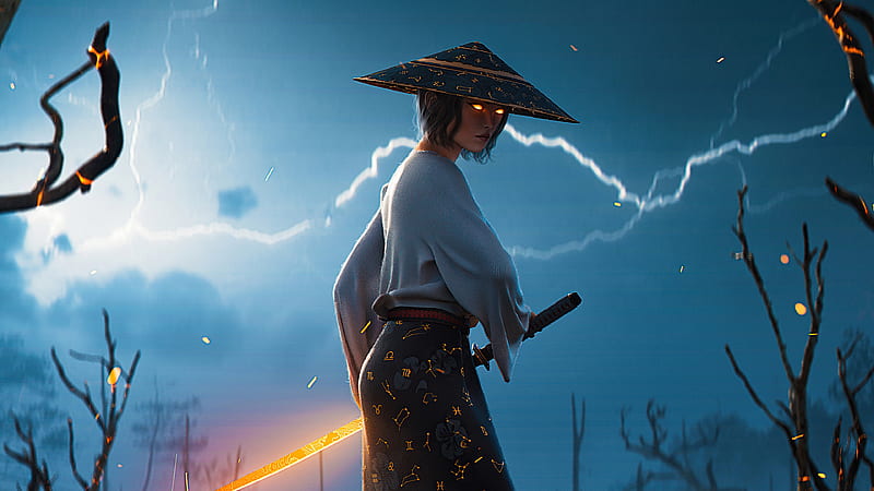 Katana Girl, samurai, katana, sword, artist, artwork, digital-art, HD ...