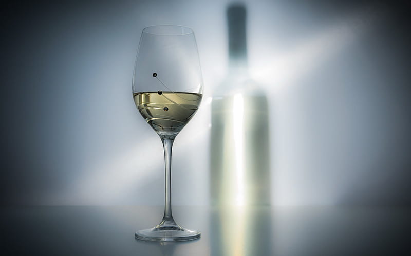 wine, glass of wine, white wine, wine bottle, HD wallpaper
