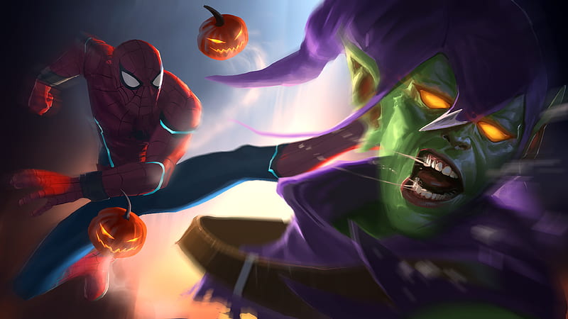 Spiderman Kicking Goblin, marvel-contest-of-champions, games, marvel, behance, spiderman, goblin, HD wallpaper