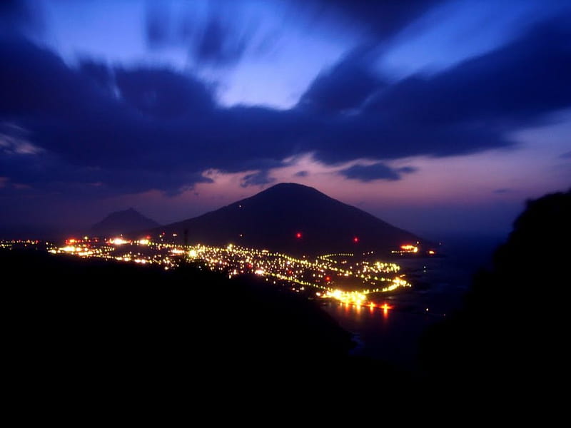 Mt. Fuji, mountain, japan, city, japanese, scenery, fuji, night, HD wallpaper