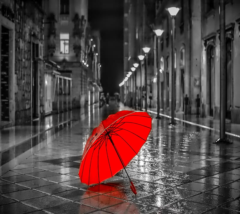 Red Umbrella, HD wallpaper