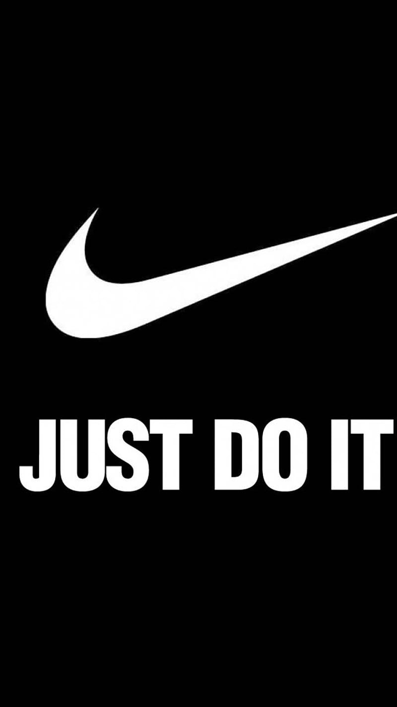 Black Nike swoosh, logo, just, do, HD phone wallpaper