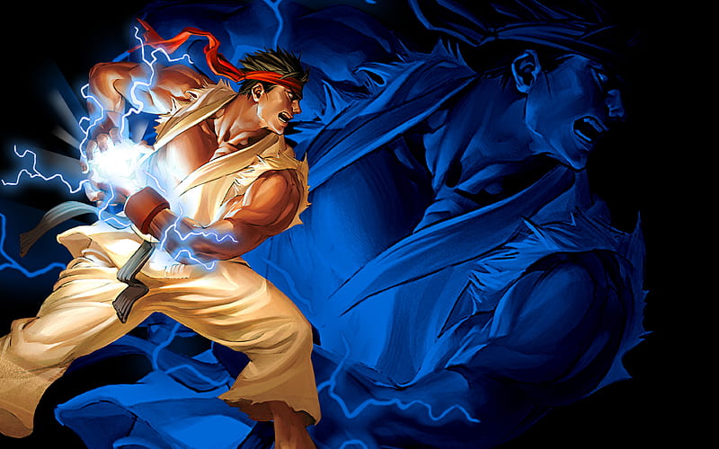 Ryu Hadouken Street Fighter II, artwork, Street Fighter 2, HD wallpaper