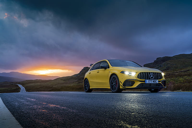 Mercedes-Benz, Mercedes-Benz AMG A45, Car, Hatchback, Vehicle, Yellow Car, HD wallpaper