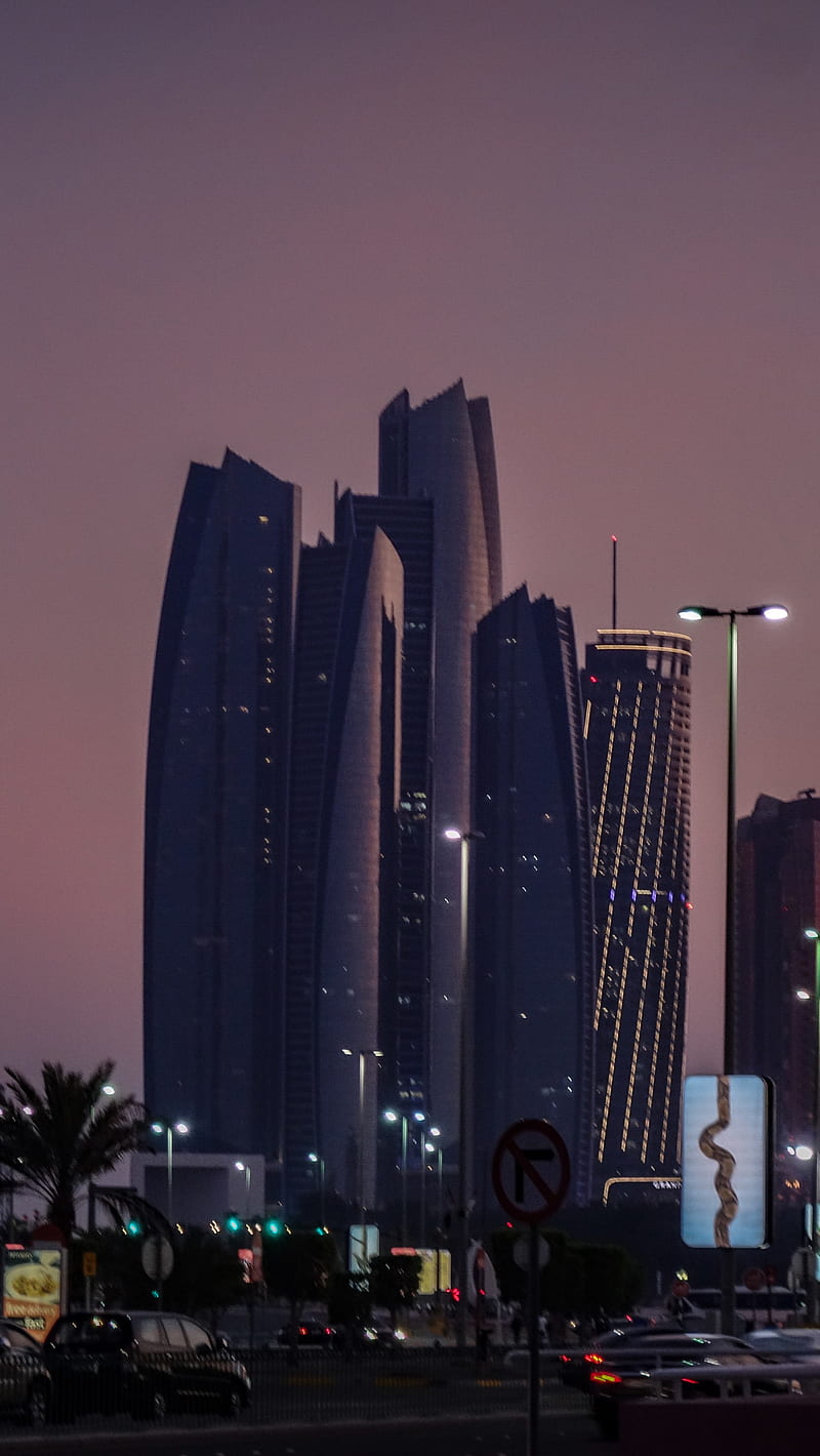 Abu Dhabi , night, city, building, abudhabi, abu, dhabi, arab, evning, HD phone wallpaper