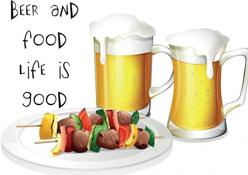 Life is good, barbecue, quote, summer, summer time, beer, HD wallpaper