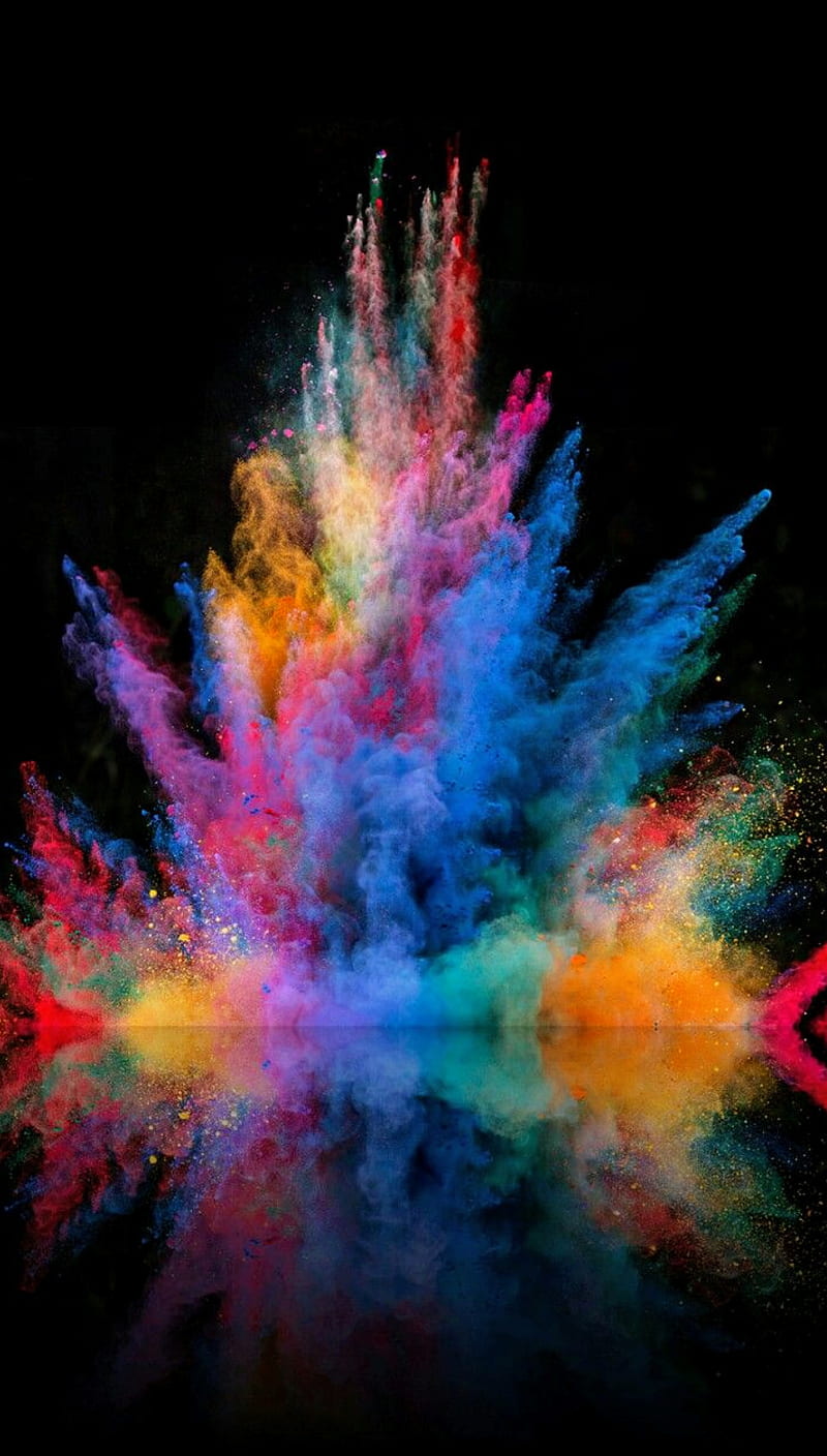 Rainbow Splash, explosion, color, colorful, colour, abstract, colors, paint, mate, HD phone wallpaper