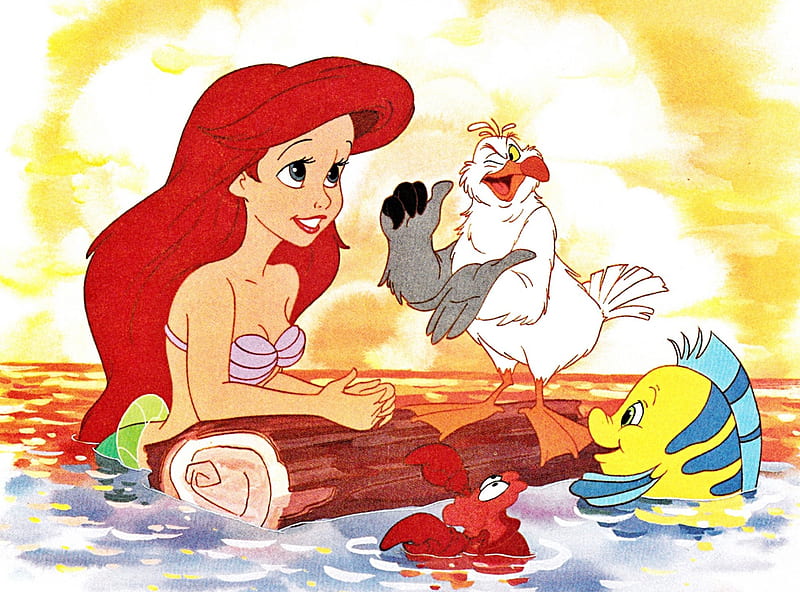 The Little Mermaid, Ariel, Disney, Mermaid, Flounder, Skuttle, HD wallpaper