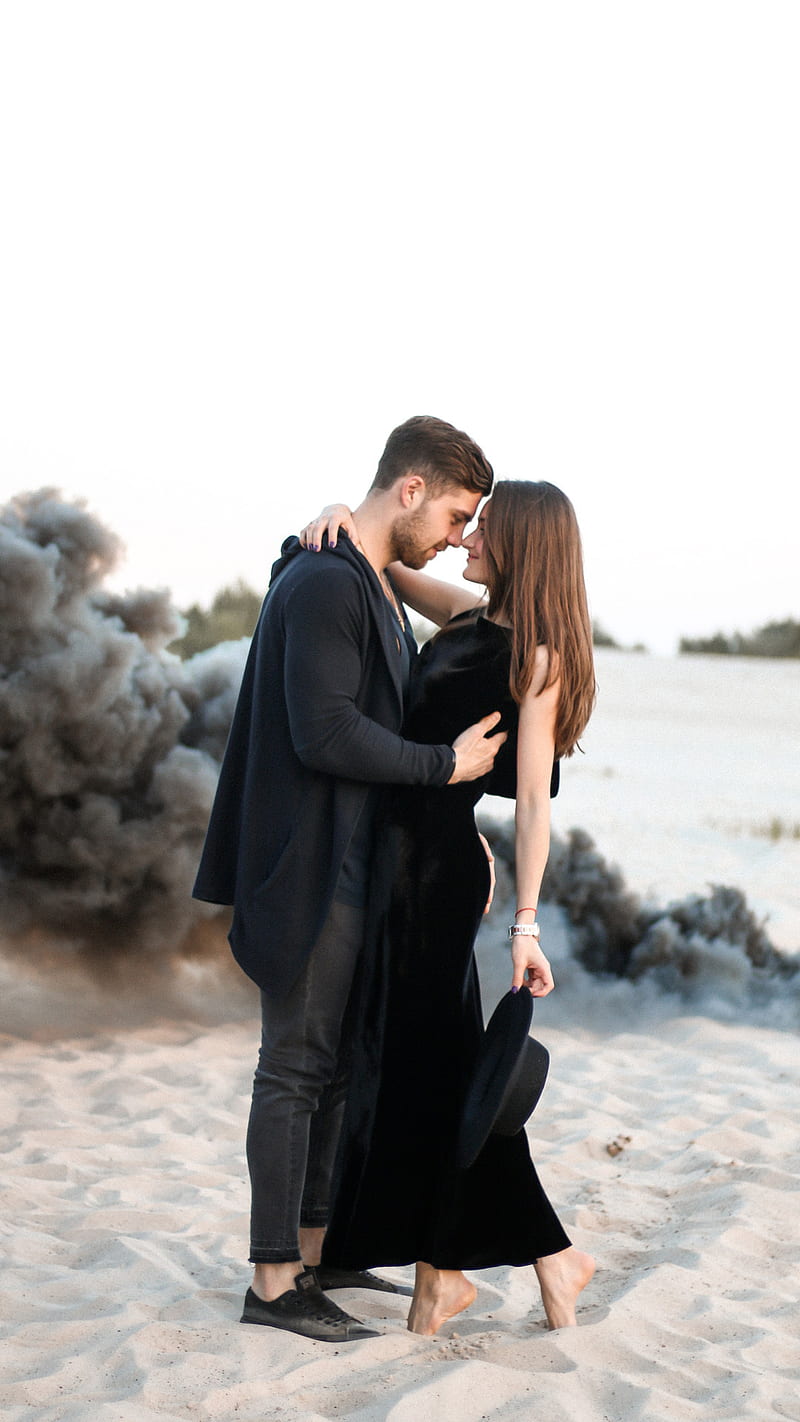 Couple in Black Clothes , love, couple in love, HD phone wallpaper