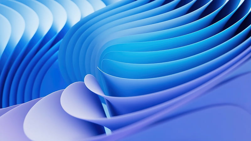 Curvy edges, blue, Microsoft 11 stock, HD wallpaper