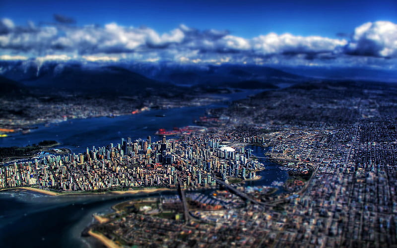 Vancouver R, panorama, Tilt-Shift, Canada, North America, HD wallpaper