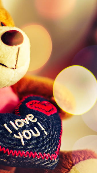 Teddy I love you , cute, love heart, HD mobile wallpaper