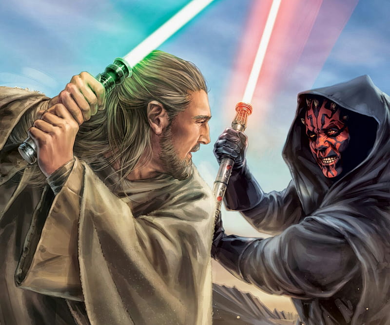 Wallpaper Star Wars, Darth Maul, Star wars, fan art, Qui-Gon Jinn, Yuri  Chemezov for mobile and desktop, section фантастика, resolution 2345x1080 -  download