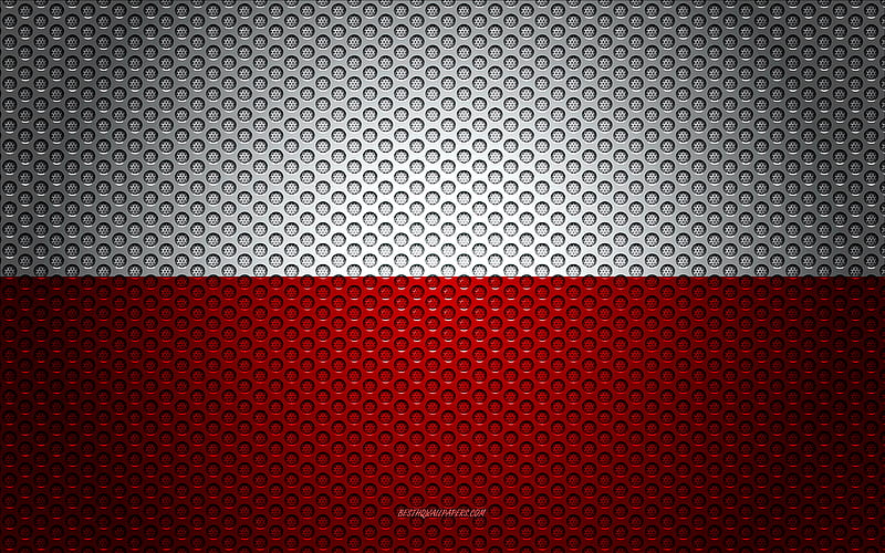 Flag of Poland creative art, metal mesh texture, Polish flag, national symbol, Poland, Europe, flags of European countries, HD wallpaper