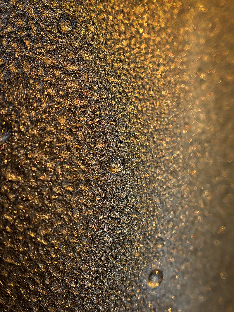 drops, water, surface, gold, blur, HD phone wallpaper