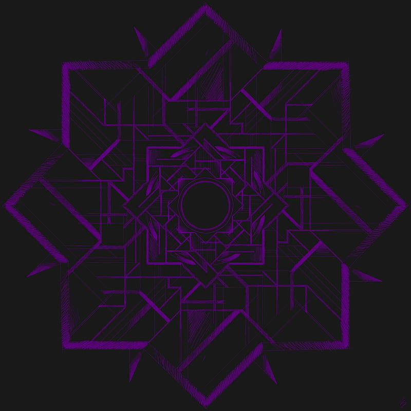 mandala, pattern, abstraction, symmetry, purple, dark, HD phone wallpaper