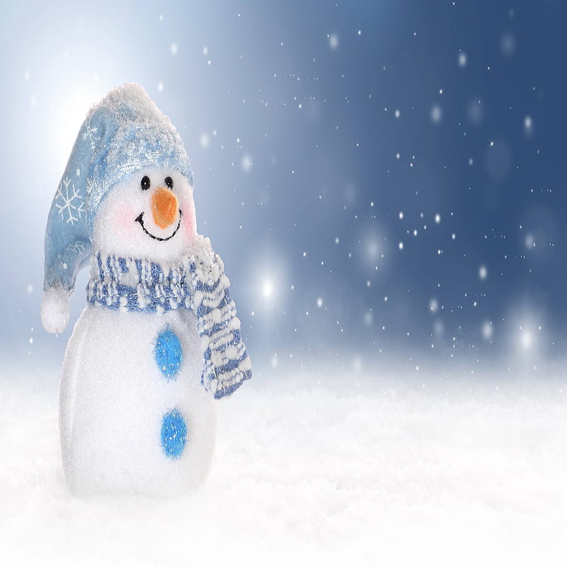 Snow, blue, christmas, frosty, happy, snowman, white, winter, yule, HD ...