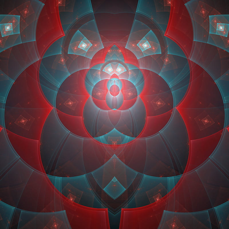 Kaleido Air, abstract, blue, kaleidoscopic, mmmatus, red, symmetrical, HD phone wallpaper