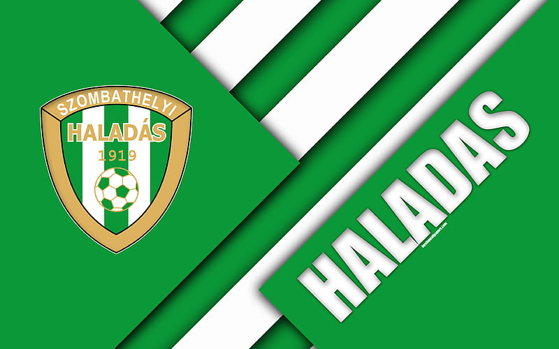 Haladas FC, logo, material design green white abstraction, Hungarian football club, emblem, Szombathely, Hungary, OTP Bank Liga, football, Nemzeti Bajnoksag, HD wallpaper