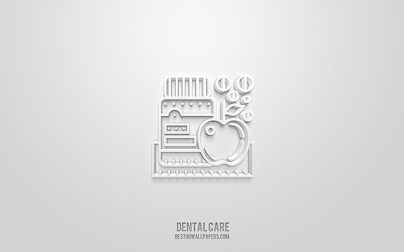 Vitamins for teeth 3d icon, white background, 3d symbols, Vitamins, Dentistry icons, 3d icons, Vitamins sign, Medicine 3d icons, HD wallpaper