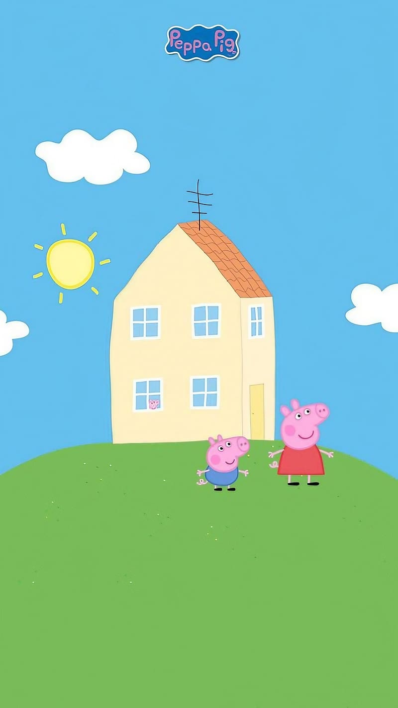 Peppa Pig House, Mother And George Peppa Pig, mother peppa pig, baby peppa pig, george peppa, HD phone wallpaper