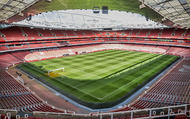 Emirates Stadium, London, England, football stadium, inside view, football, Arsenal FC stadium, HD wallpaper