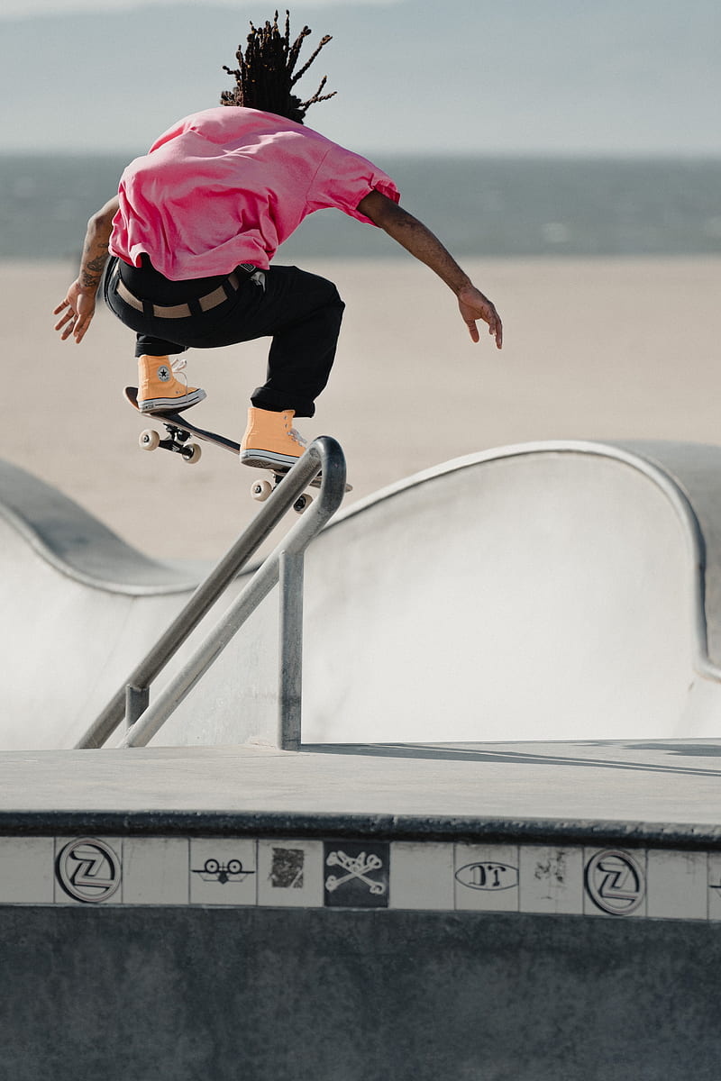 skater, skateboard, skate, trick, railing, HD phone wallpaper