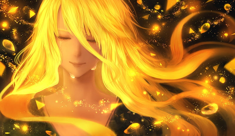 Golden hair, anime, hair, girl, golden, tears, manga, yellow, face, HD  wallpaper | Peakpx