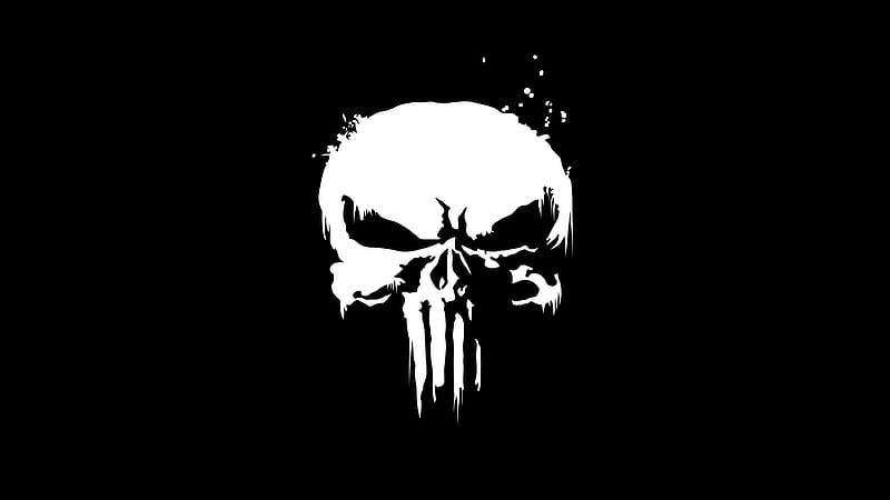 Punisher, black and white, logo, skull, Movies, HD wallpaper | Peakpx