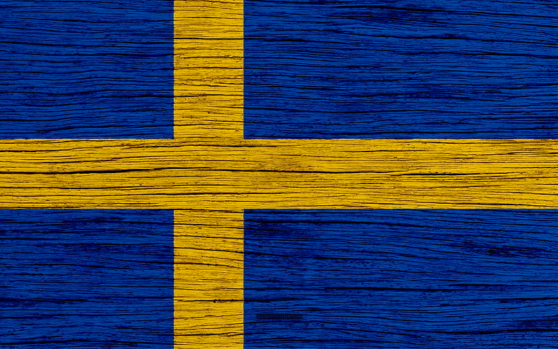 Flag of Sweden Europe, wooden texture, Swedish flag, national symbols, Sweden flag, art, Sweden, HD wallpaper