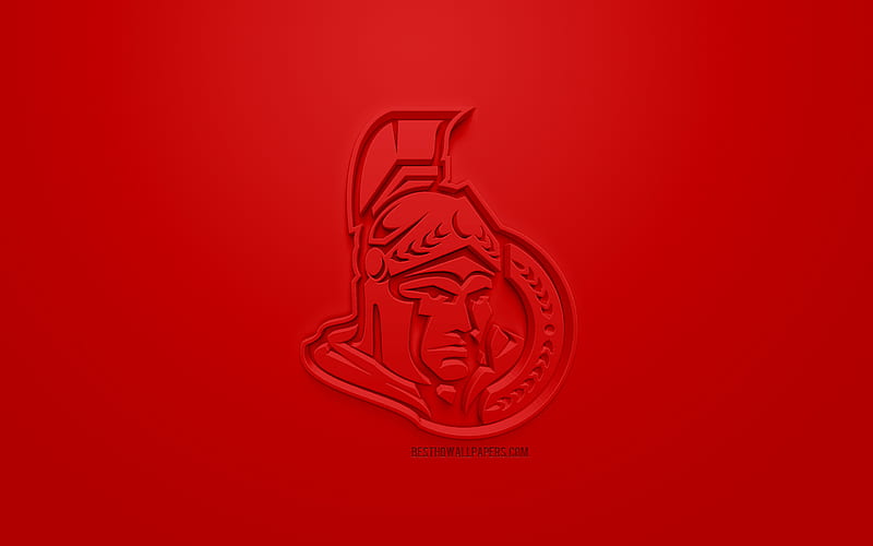 Ottawa Senators, Canadian hockey club, creative 3D logo, red background, 3d emblem, NHL, Ottawa, Canada, USA, National Hockey League, 3d art, hockey, 3d logo, HD wallpaper