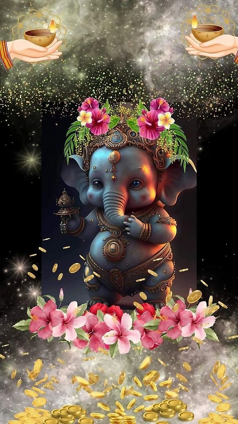 Ganesh Ji Maharaj Ka, animated, lord, god, bhakti, devtional, HD phone wallpaper