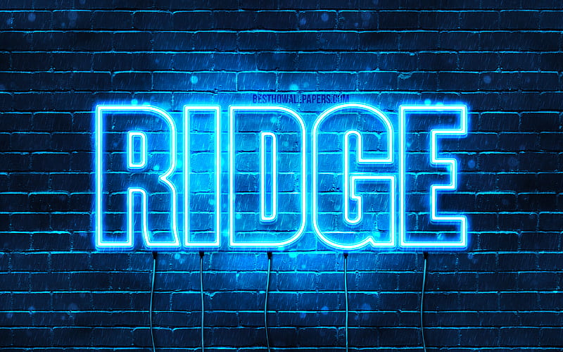 Ridge with names, horizontal text, Ridge name, blue neon lights, with Ridge name, HD wallpaper