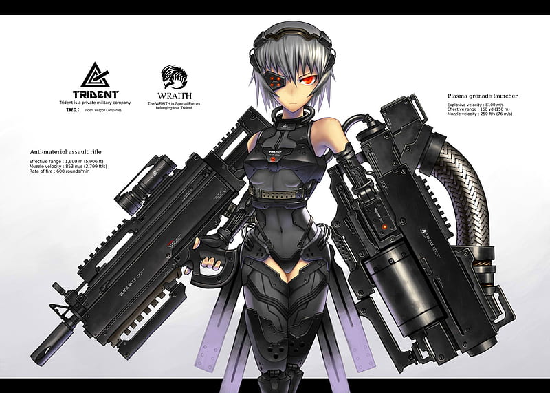 Wraith, plasma, tech, cyborg, launcher, black, gia, assault, weapons, guns, rifle, cool, gun, girl, mecha, weapon, white, HD wallpaper