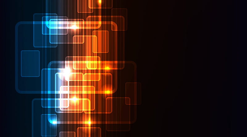 Tech Abstract 2, shapes, black background, graphics, abstract, vector, HD wallpaper