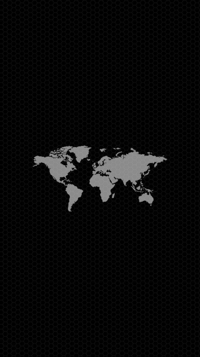 World Map, 929, amoled, black, dark, globe hexagon, minimal, minimalist, new, pattern, simple, texture, HD phone wallpaper