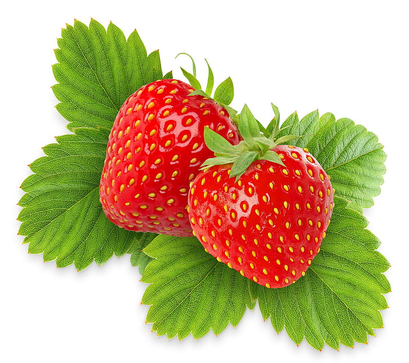 Strawberrys, fruits strawberrys, red green leaf, HD wallpaper