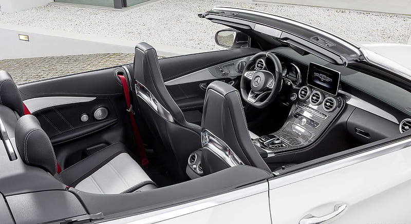 2017 Mercedes-AMG C63 S Cabriolet - AMG Nappa Leather Platinium White Pearl/Black Interior , car, HD wallpaper