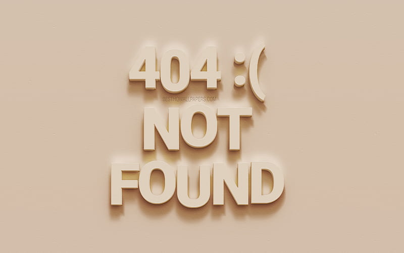 404 Not Found concepts, 3D letters, beige wall background, beige plaster letters, 404 concepts, HD wallpaper