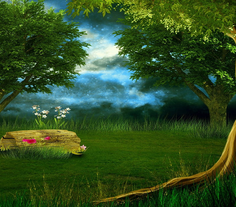 ✫Green Grass✫, grass, premade BG, attractions in dreams, clouds, leaves,  green, HD wallpaper | Peakpx