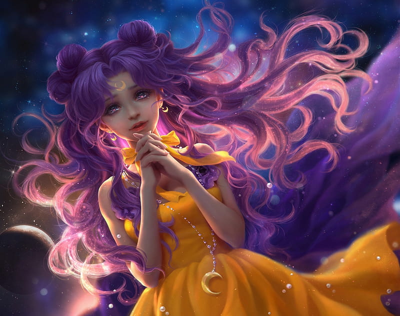 Human Luna, Sailor, moon, Anime, Moon, HD wallpaper
