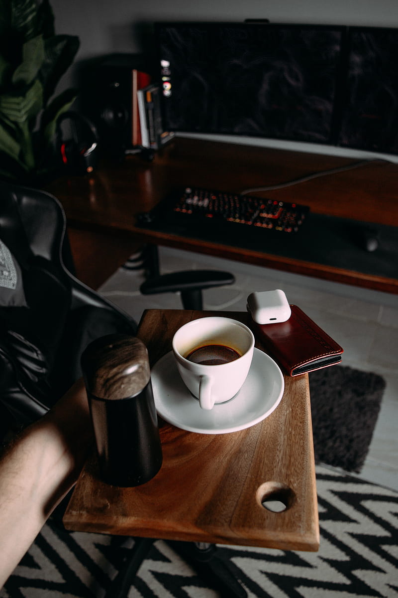 mug, thermos, coffee, table, workplace, HD phone wallpaper