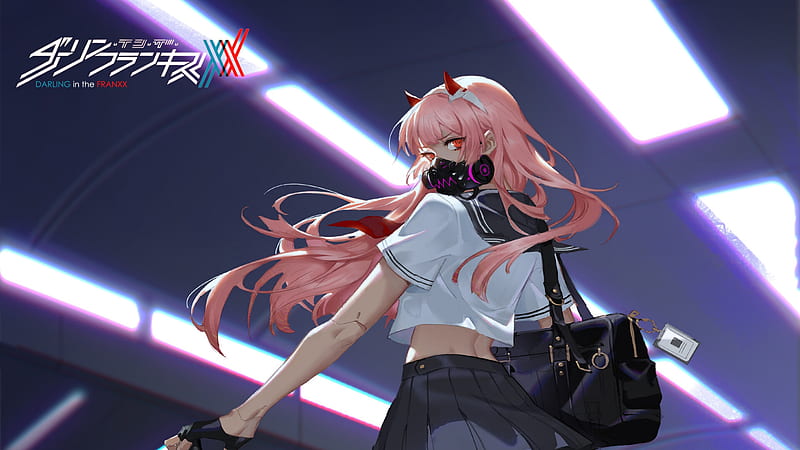darling in the franxx zero two with background of ceiling lights anime, HD wallpaper