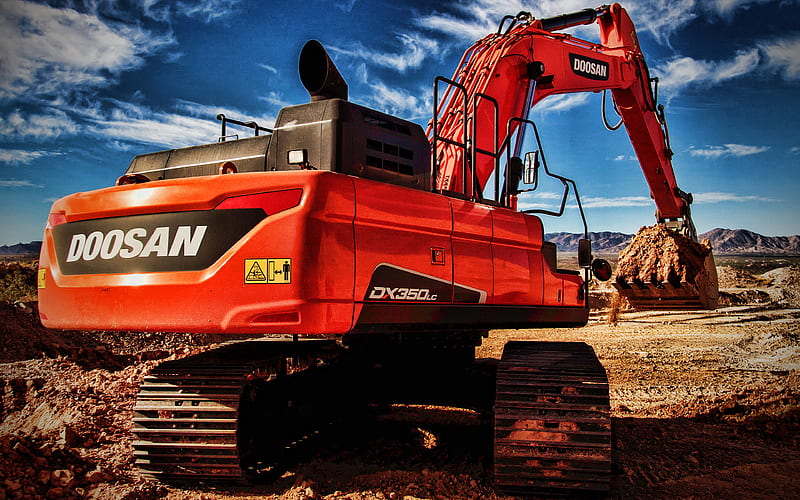 Doosan DX350LC-5 crawler excavator, construction vehicles, 2020 excavators, R, special equipment, excavators, Doosan, HD wallpaper