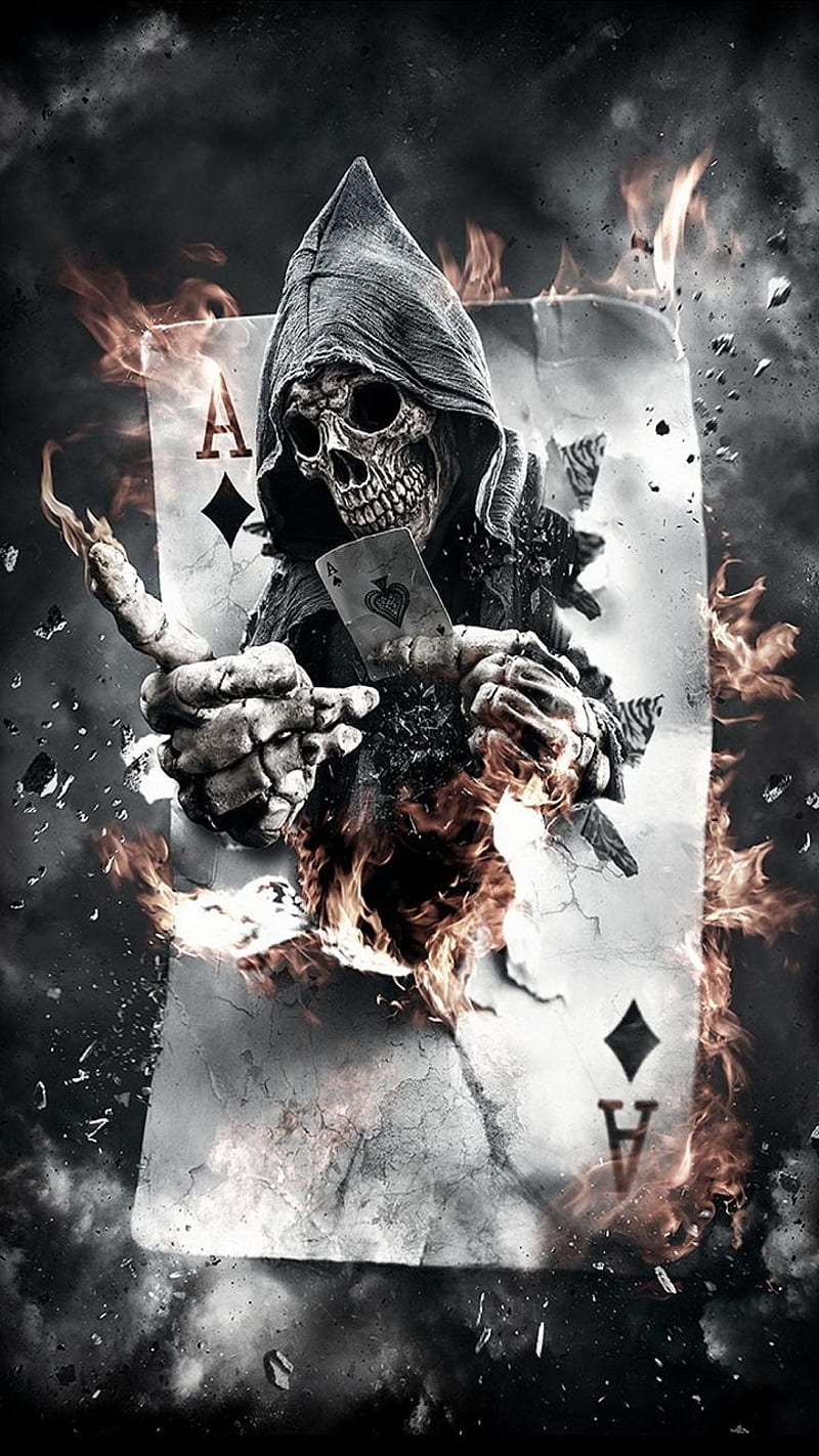 skull, poker, grim reaper, HD phone wallpaper