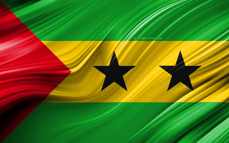 Sao Tome and Principe flag, African countries, 3D waves, Flag of Sao Tome and Principe, national symbols, Sao Tome and Principe 3D flag, art, Africa, Sao Tome and Principe, HD wallpaper