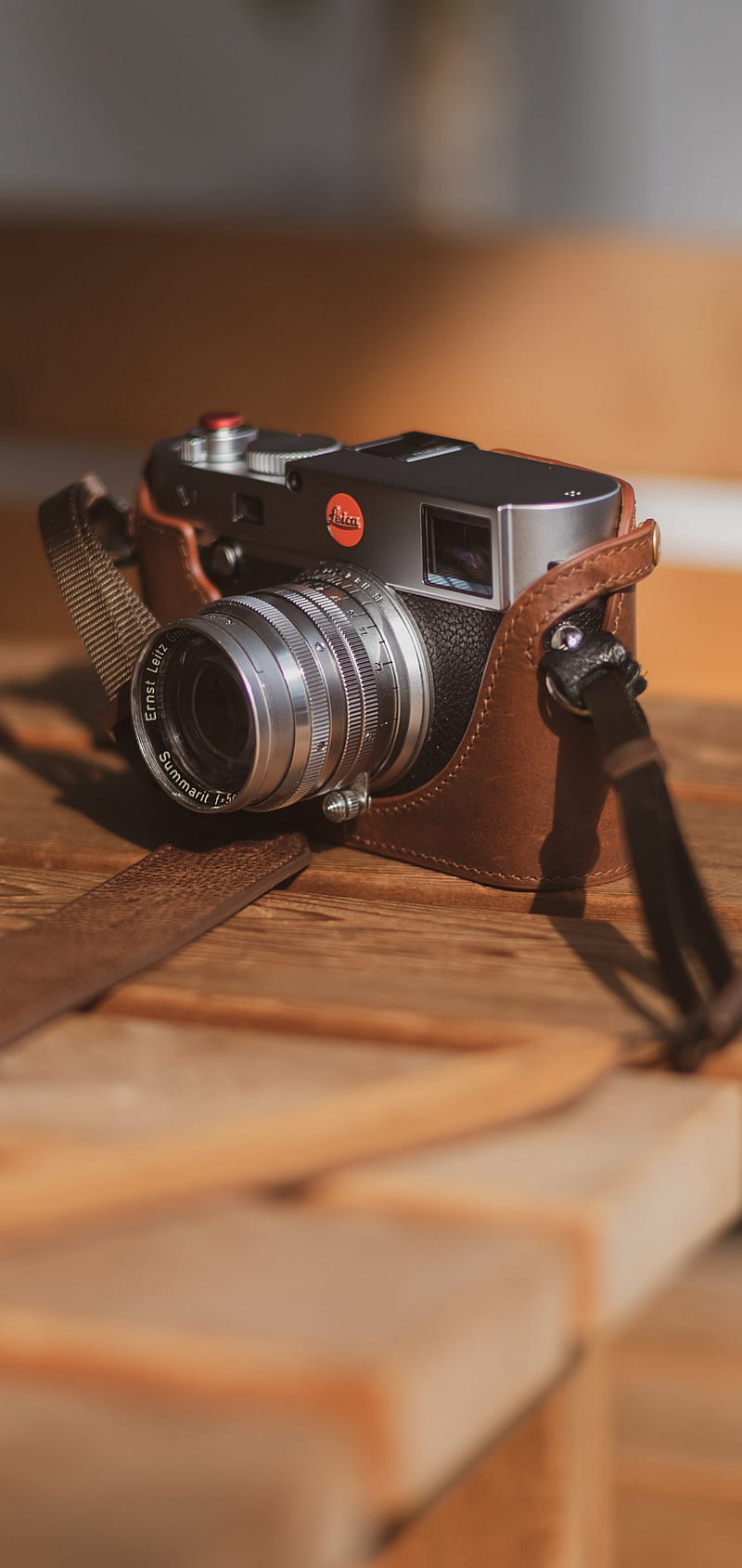 camera, wooden table, Leica, portrait display, HD phone wallpaper