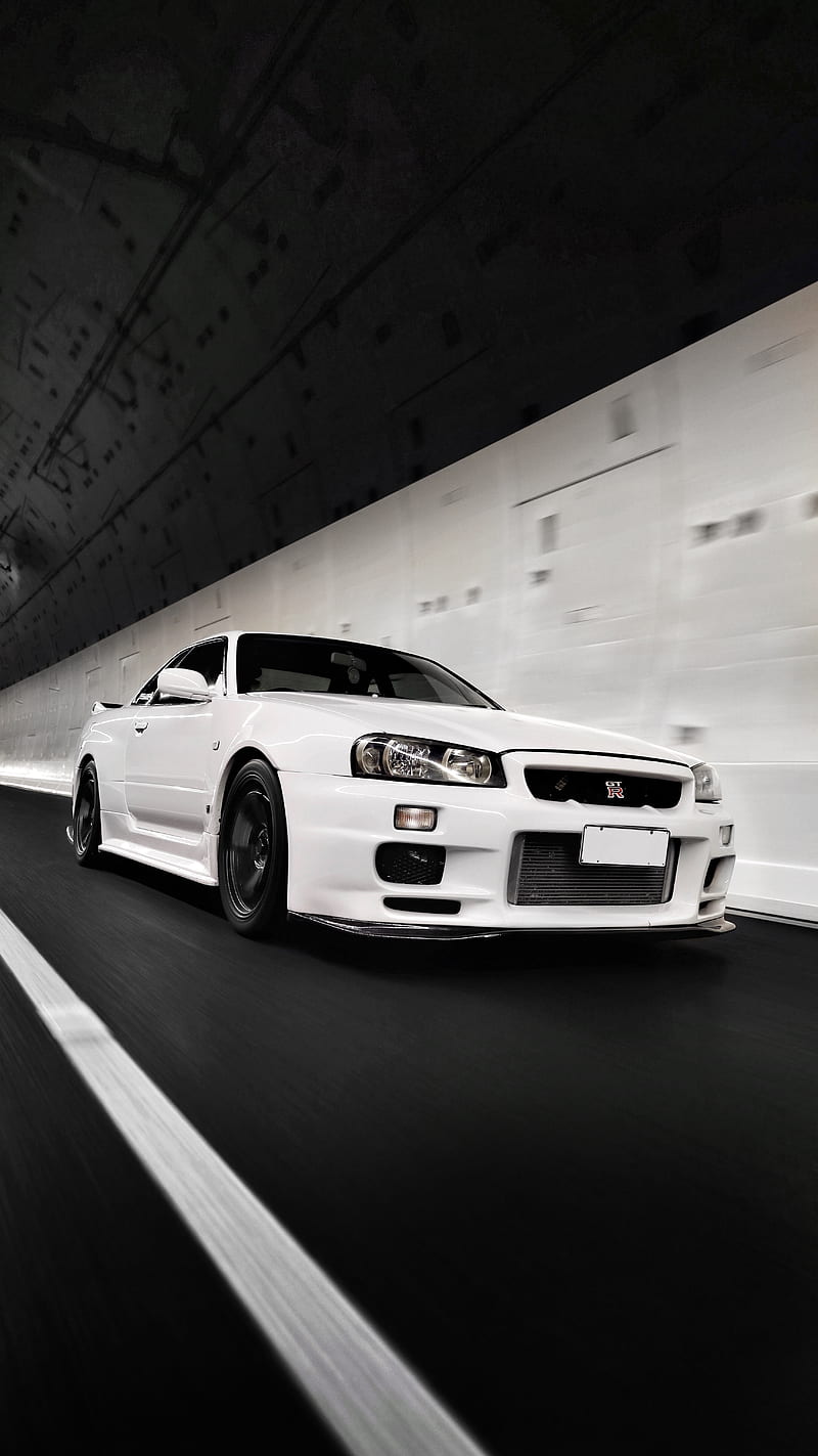 Nissan GT-R, Nissan, car, movement, white, front angle view, HD phone wallpaper