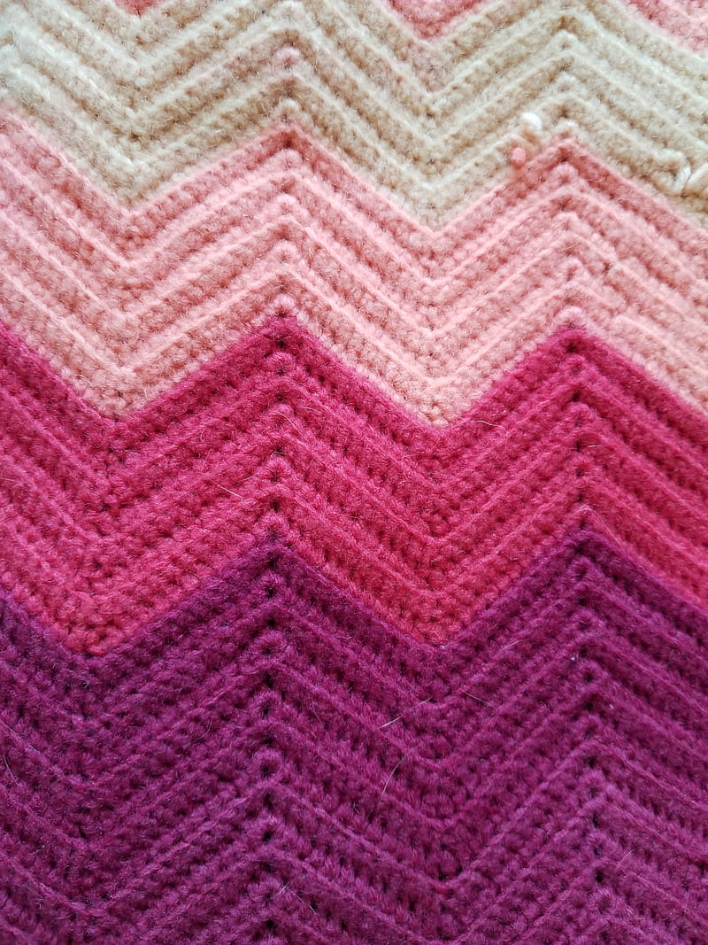 Knitted Waves, art, blanket, geometry, ombre, pink, HD phone wallpaper