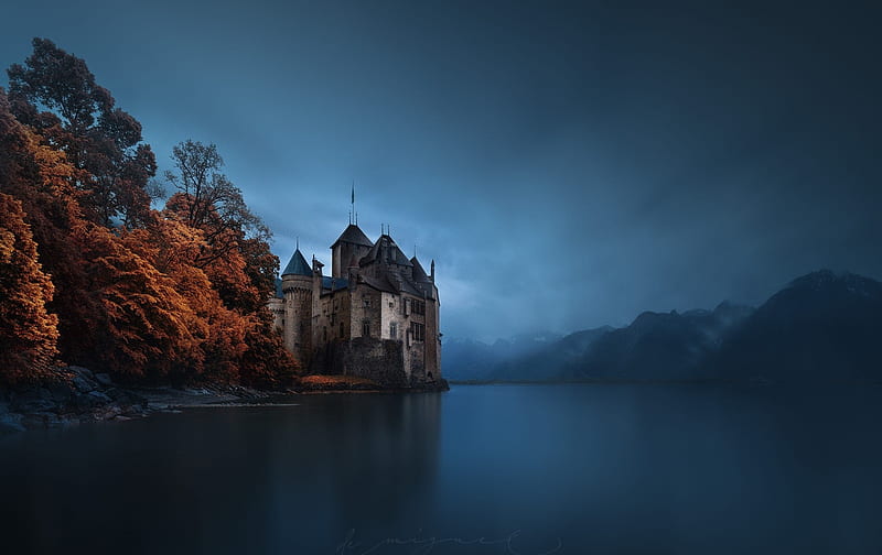 Scary River Castle, HD wallpaper